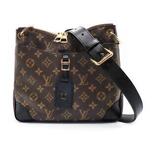 Louis Vuitton Odeon NM Shoulder Bag Brown Noir Black Monogram Canvas Leather